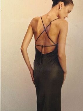 Shona Joy Forest Green Strappy Back Slip Dress
